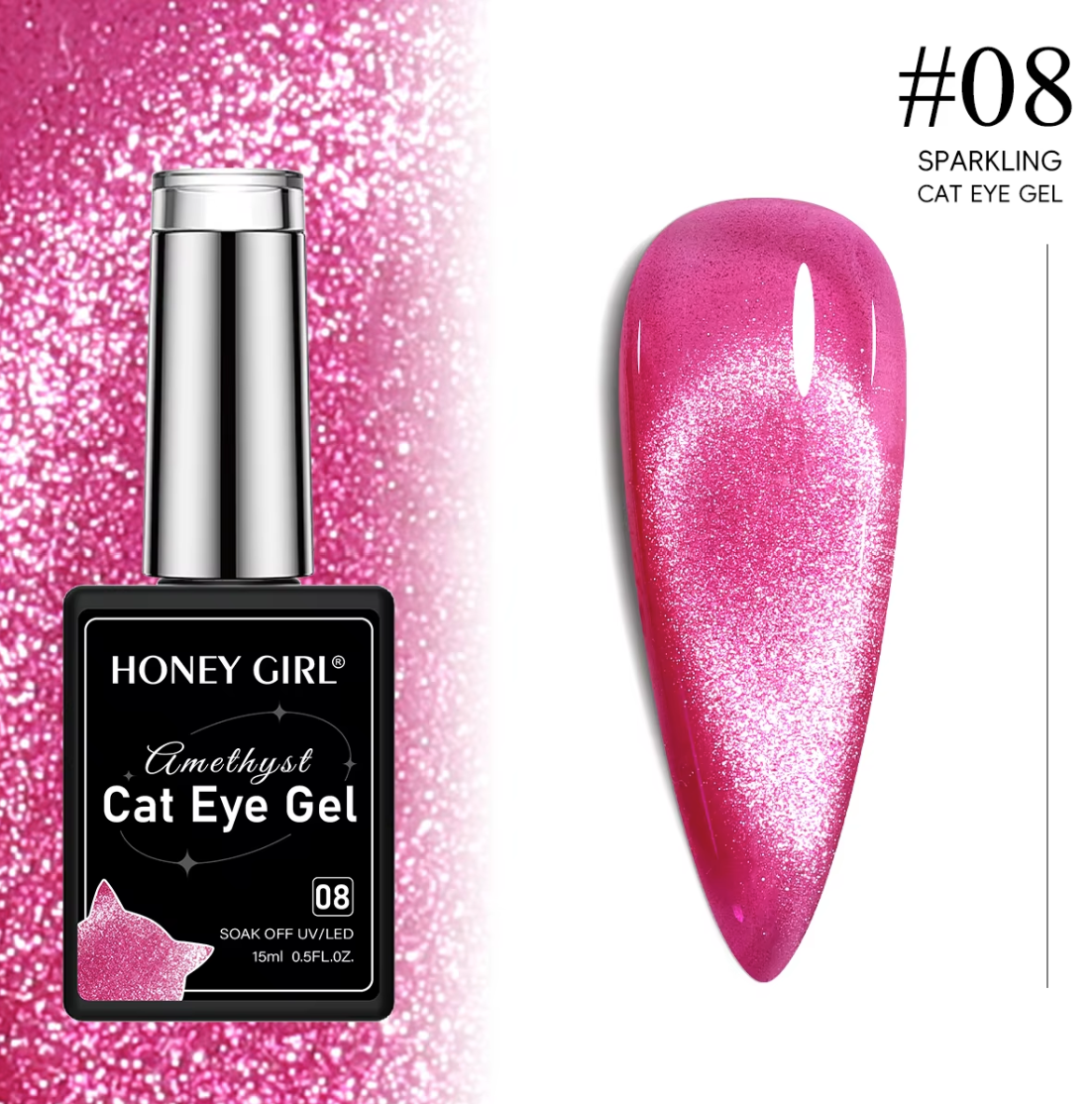 Amethyst Fuchsia Flame Magnetic Cat Eye Gel