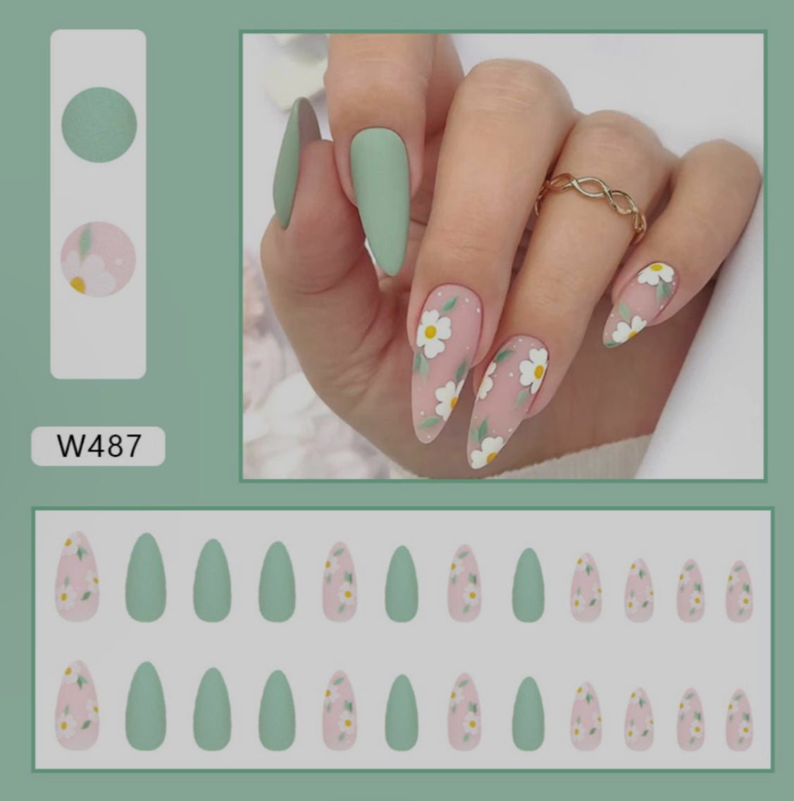 Daisy Almond Press On Nails