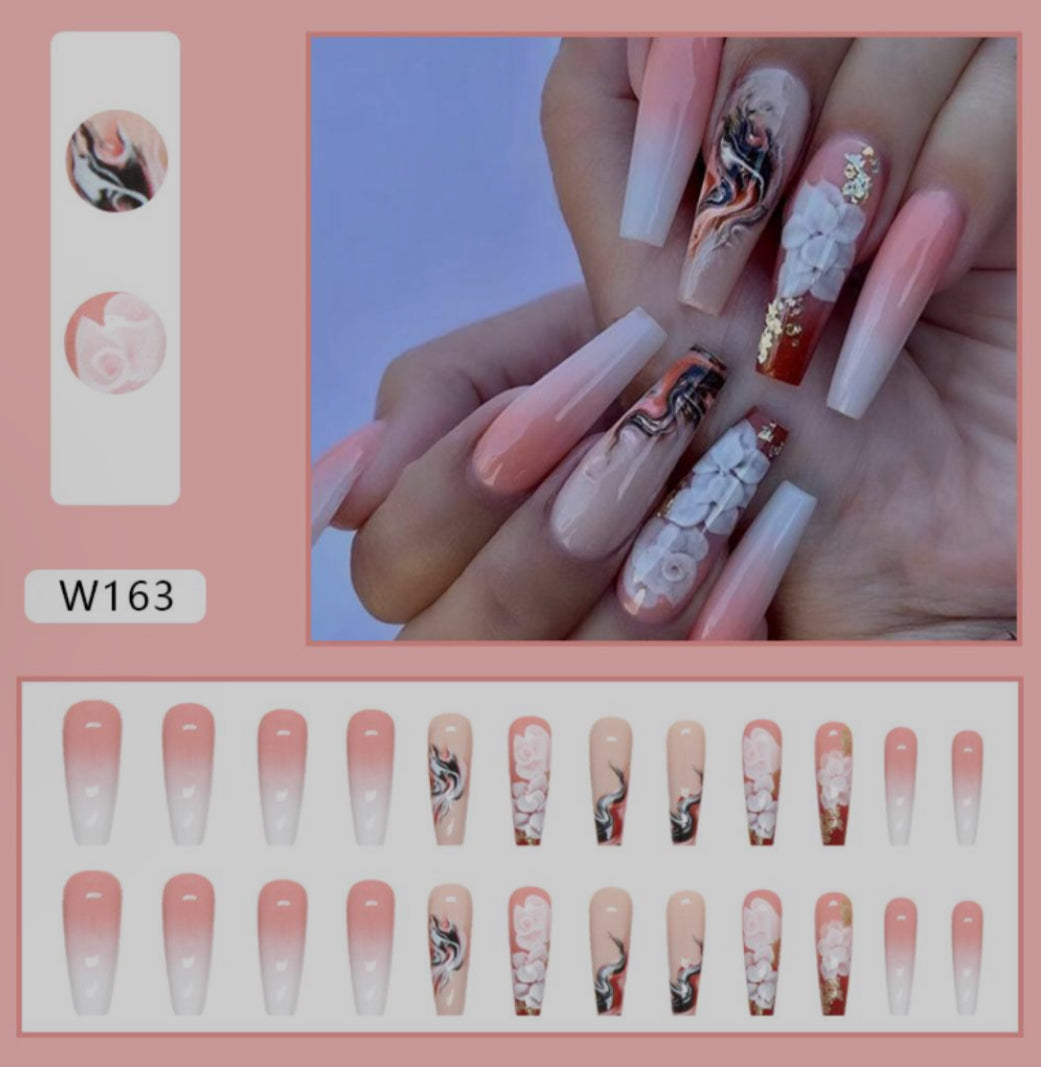 Peach Bloom Coffin Press On Nails