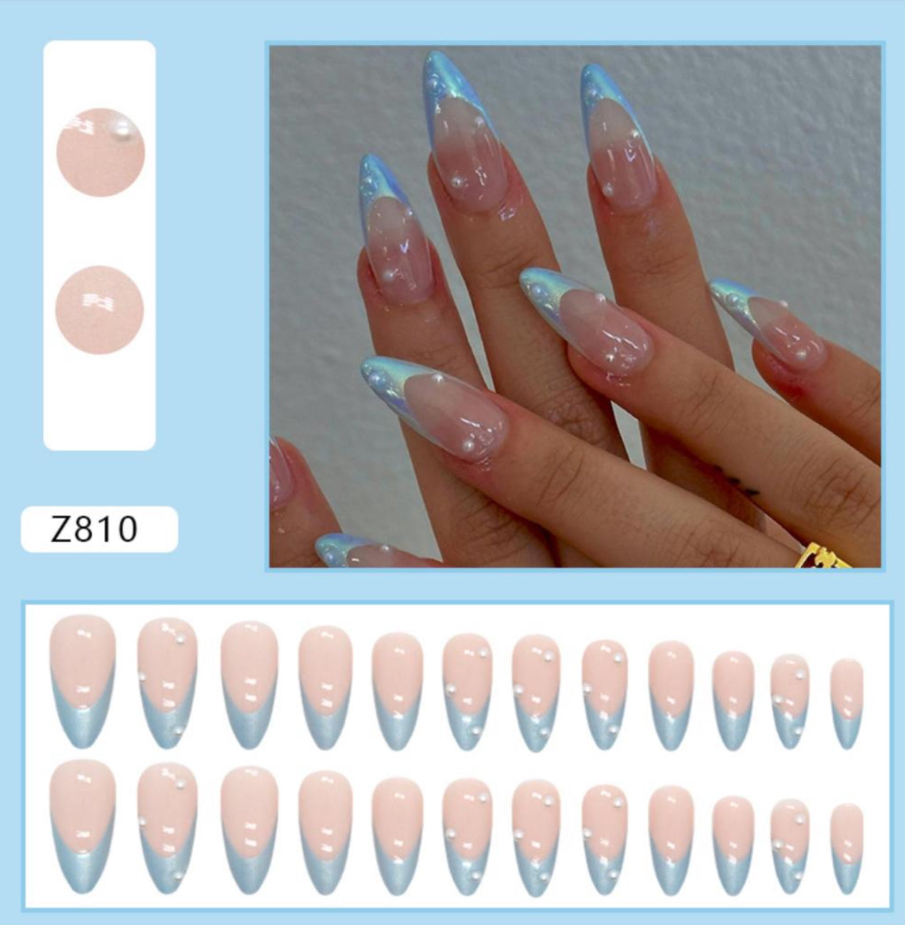 Cat Eye French Tip Press Ons