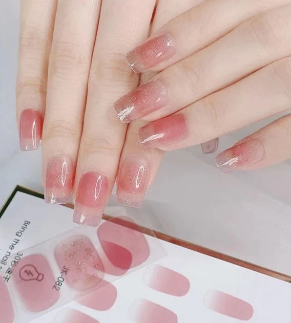shimmering pink gel nail stickers