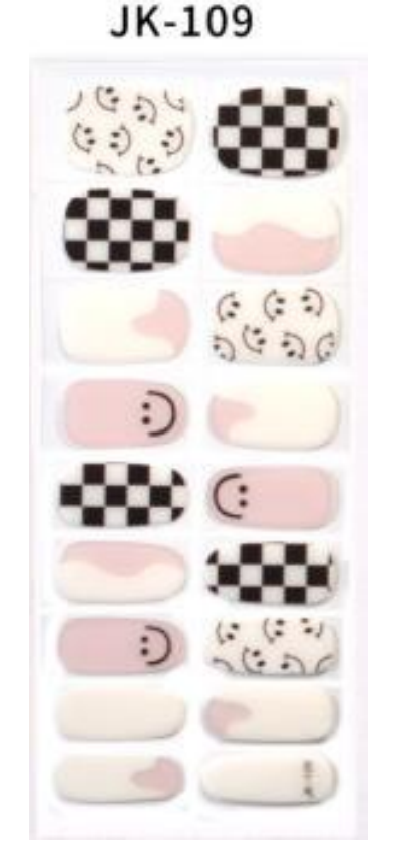checkered faces gel nail wrap