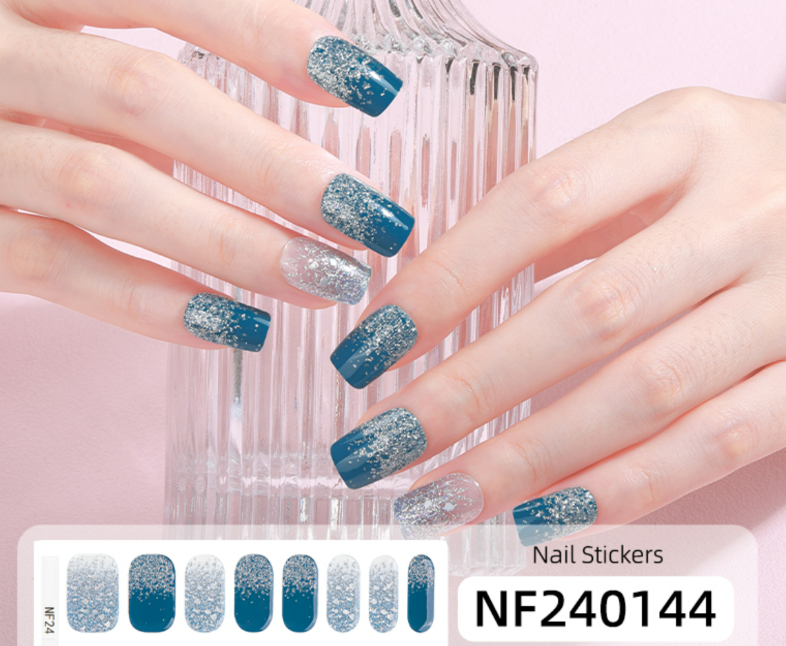 Blue Nova Semi Cured Gel Nail Stickers