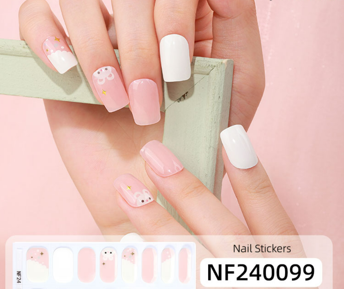Blush Bunny Semi Cured Gel Nail Stickers