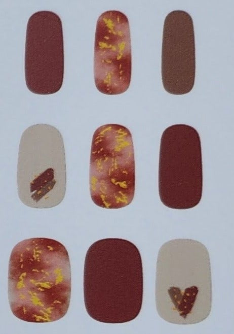 cloudy orange elegance semi cured gel nail stickers
