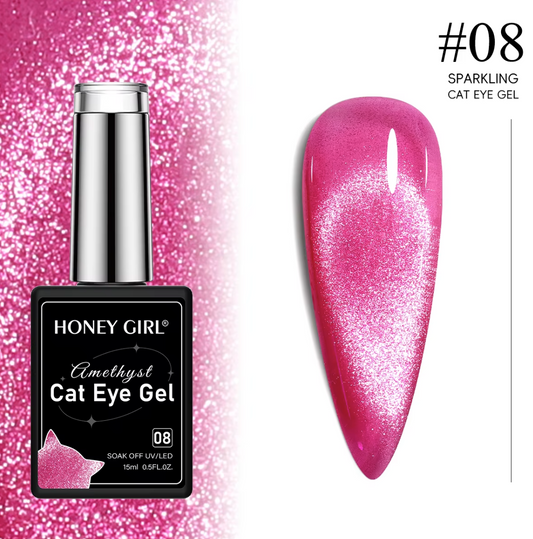 Amethyst Fuchsia Flame Magnetic Cat Eye Gel