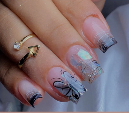 Butterfly Noir Press On Nails