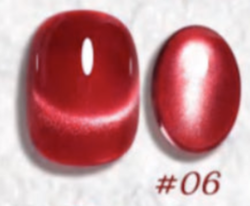 Russet Red Glass Beads Cat Eye Gel