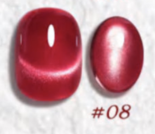 Cherry Satin Glass Beads Cat Eye Gel