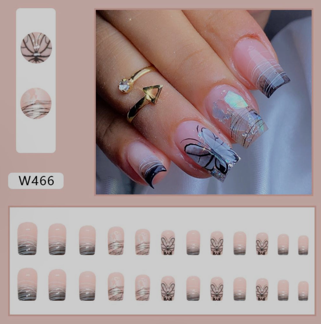 Butterfly Noir Press On Nails