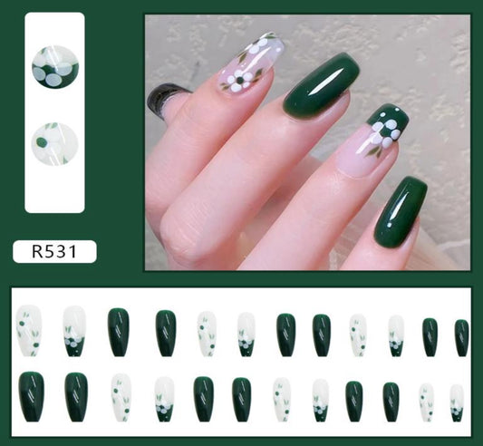 Green Garden Press On Nails