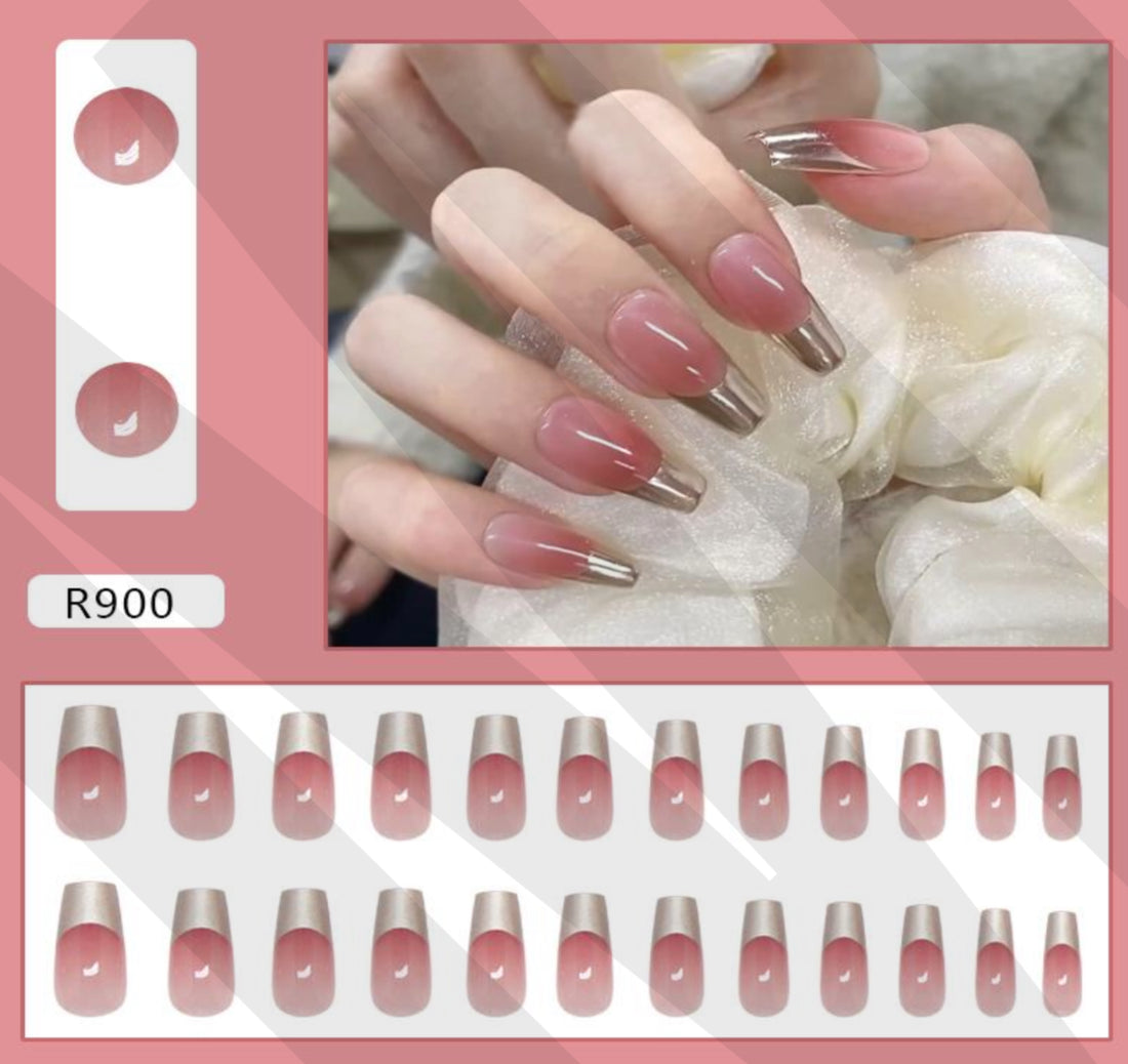 Golden Tips Press On Nails