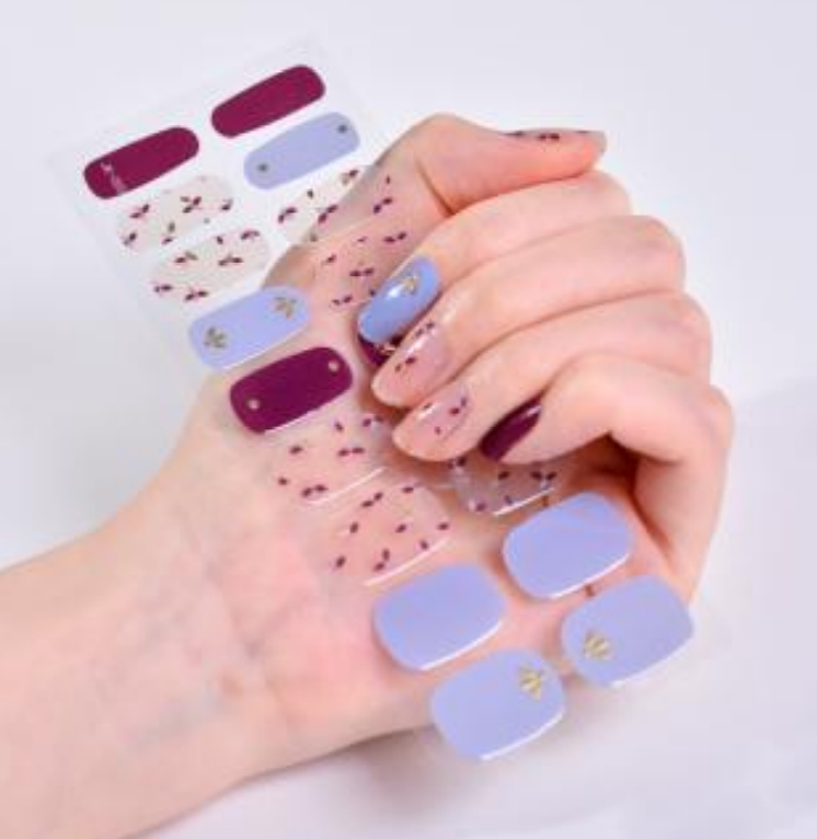 Plum Blue Gel Nail Stickers