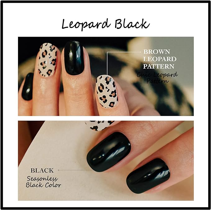 Black Leopard Semi Cured Gel Nail Strips