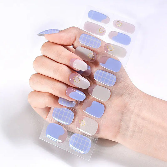 calm check gel nail wraps