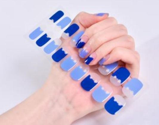 blue french tip gel nail wraps