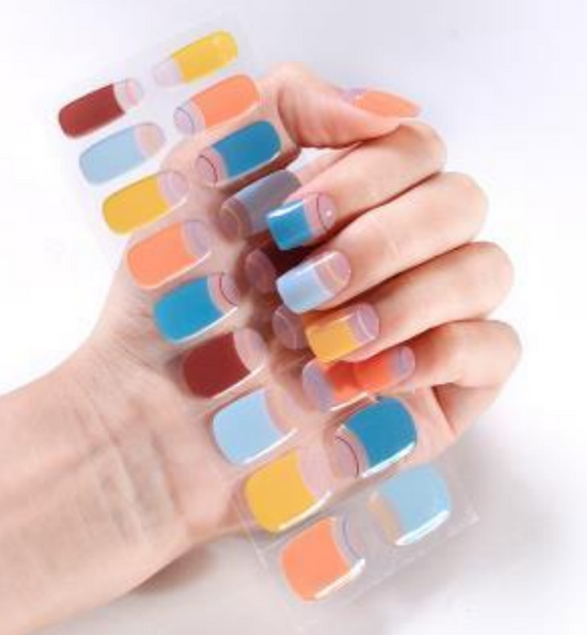 candy coloured french tip gel nail strips