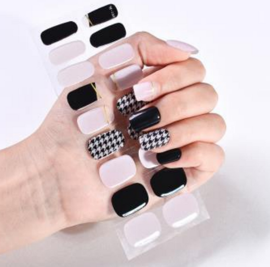 checkered marble gel nail strips