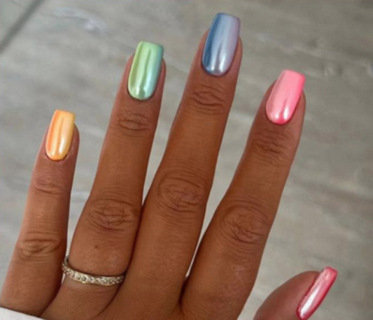 Rainbow Press On Nails