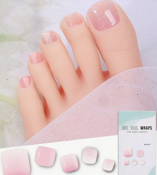 Shimmering Pink Semi-Cured Gel Toe Nail Strips