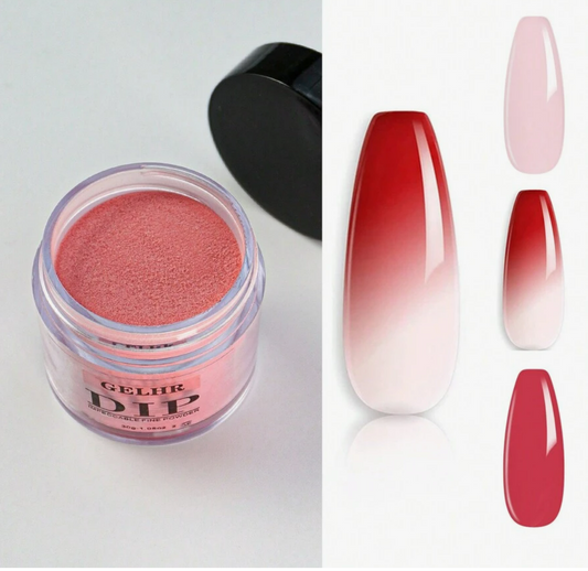 GELHR Temperature Change Dip Powder -Light Pink to Red