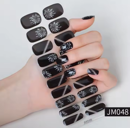 Black Fireworks Semi Cured Gel Nail Strips