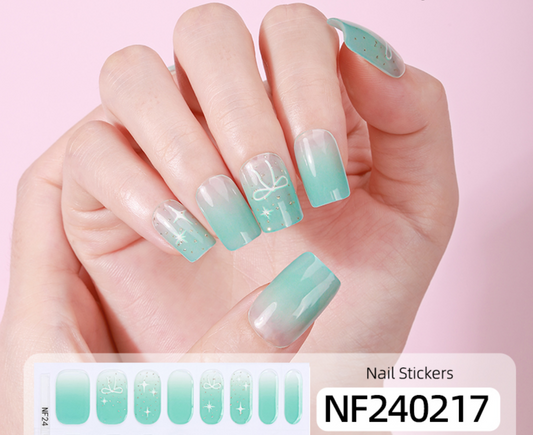 Emerald Bow Semi Cured Gel Nail Wraps