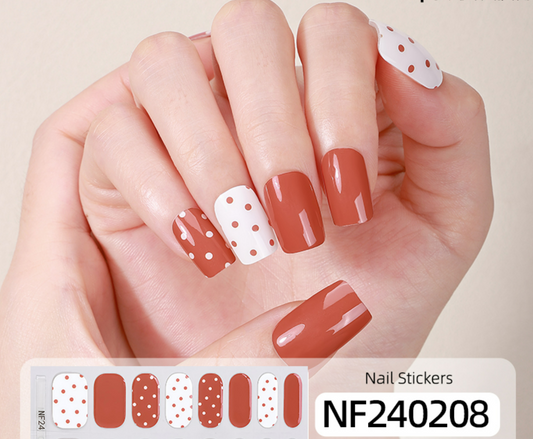 Spotted Mocha Semi Cured Gel Nail Stickers