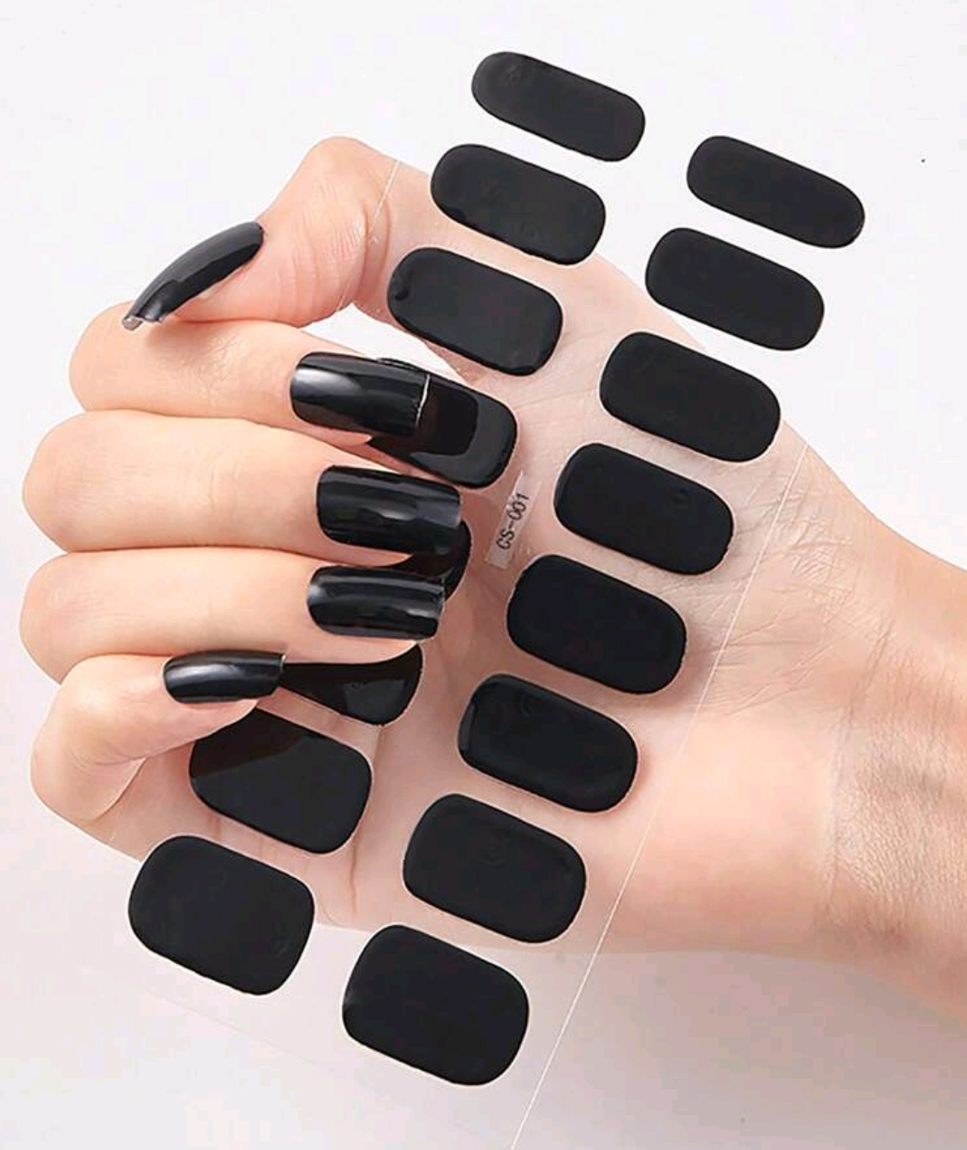 black semi cured gel nail strips