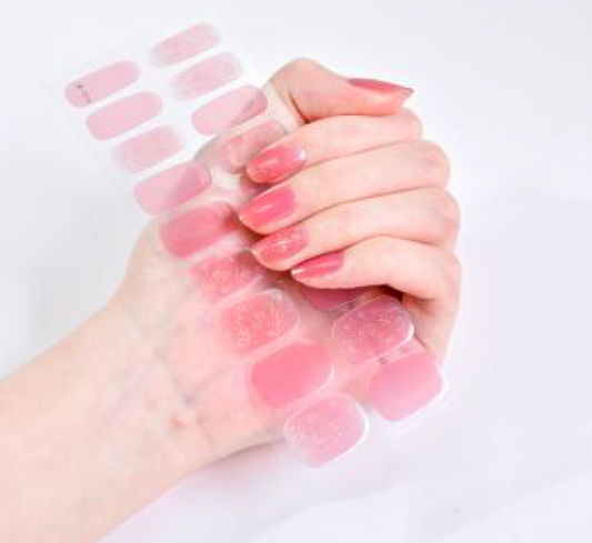 Shimmering Pink Glitter Gel Nail Strip