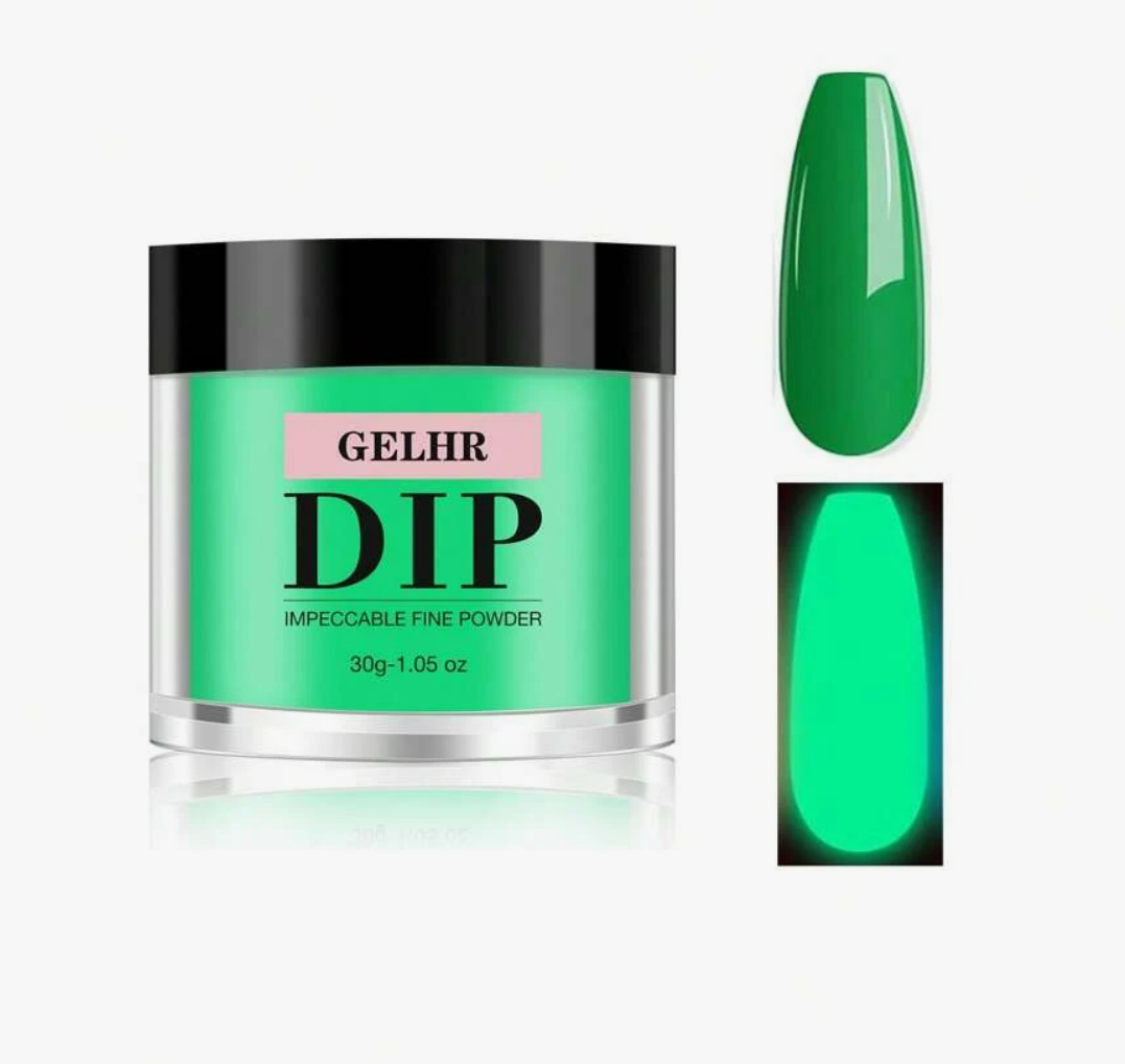 GELHR Luminous Glow Dip Powder Green to Neon Green 30g