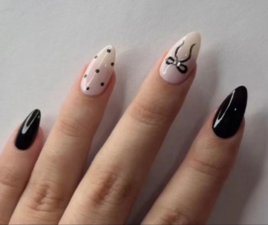 Black Bows Press On Nails