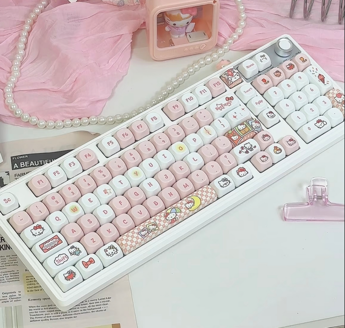 Hello Kitty Keypad The Hello Kitty Pink Ribbon Mechanical Keyboard