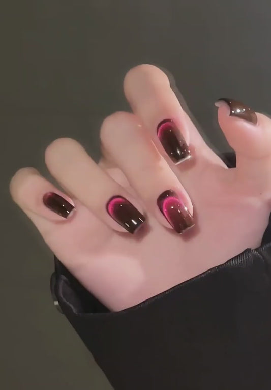 Russet Red Glass Beads Cat Eye Gel